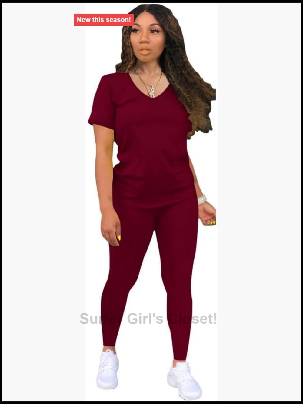 Women's 2 Piece Lounge Set Short Sleeve V-Neck Top & Pants Casual